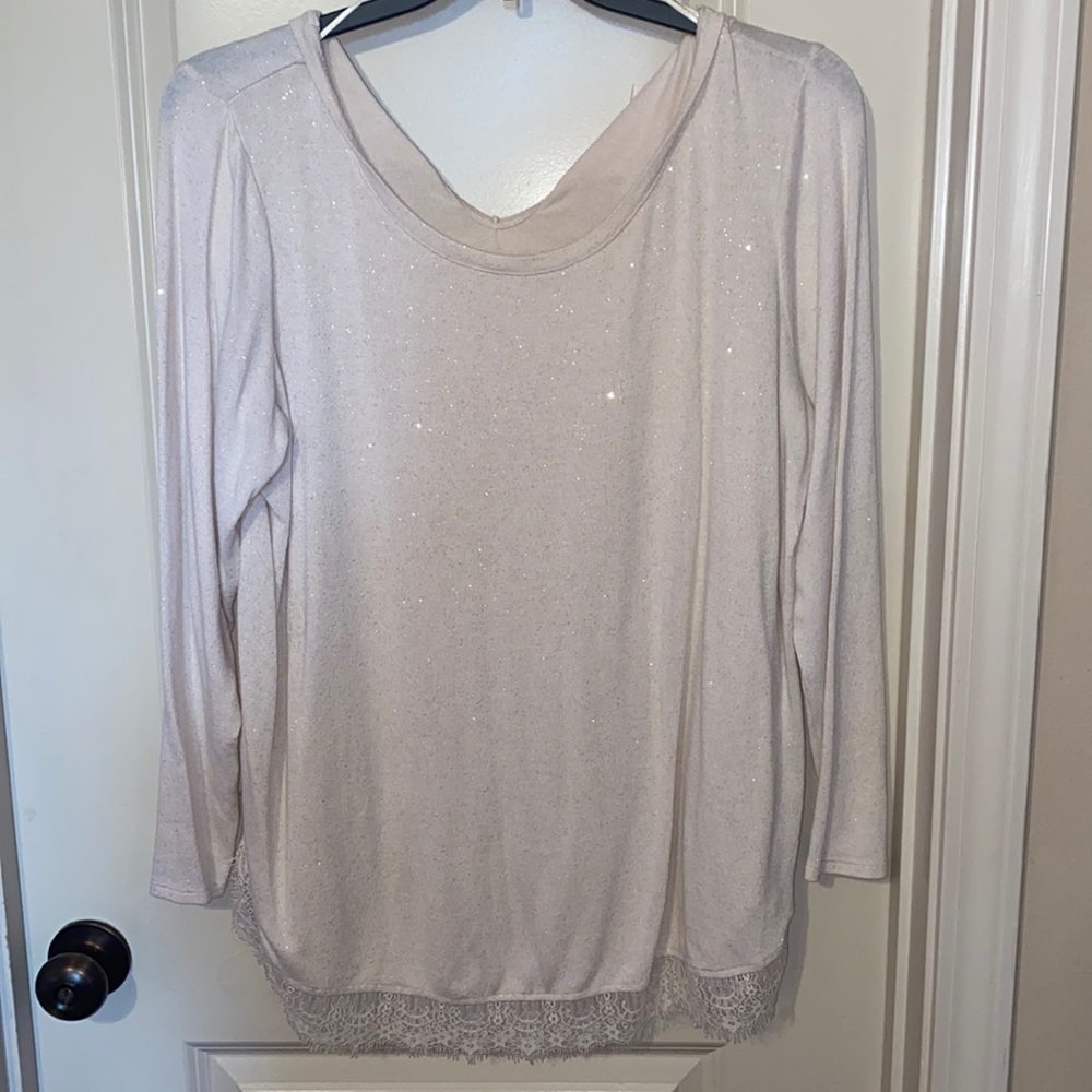 White with gold sparkle long sleeve